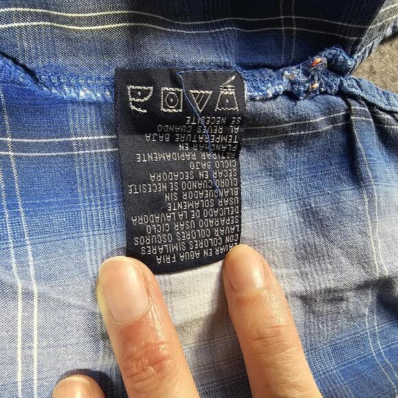 VTG Bugle Boy Hawaiian Shirt L Blue Floral Short Sleeve Y2K 1990s Shell Button - Picture 9 of 13